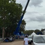 Crane operations for live sporting event broadcast